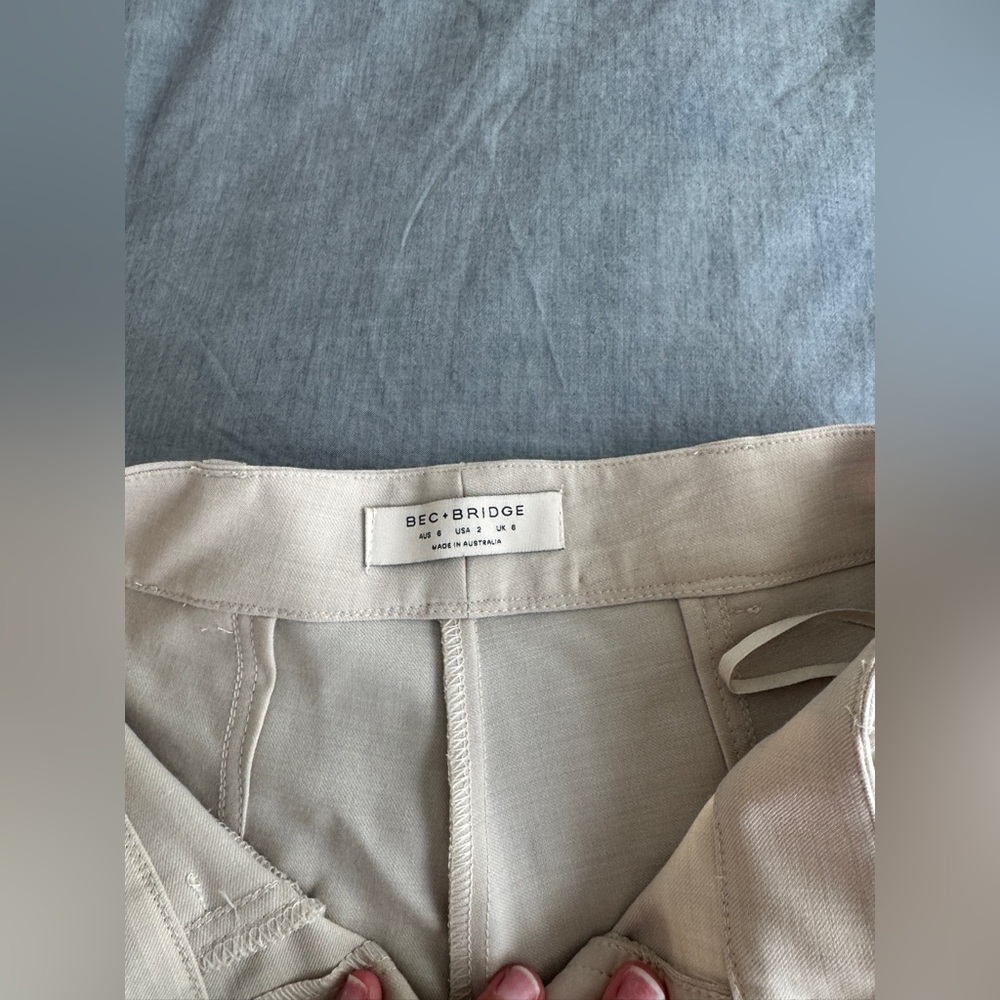 bec + bridge Beige High Waisted Wide Leg Pants - Picture 4 of 5